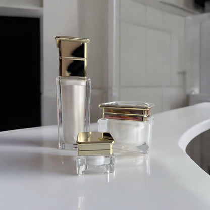 Serum-Pumpflasche Weiss/Gold