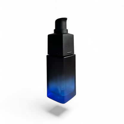Pumpflasche Glas Blau/Schwarz