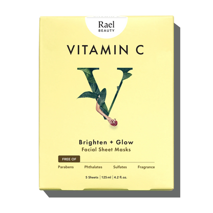 Vitamin C Tuchmaske, Brighten + Glow, 5 Stück (Marke: Rael)