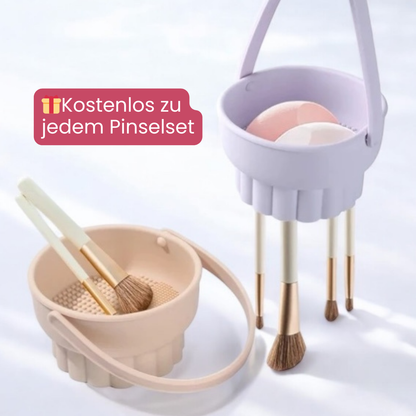 Make-Up Blend Pinsel Rosé Gold (9 Stk.) inkl. Pinselreinigungs-Station