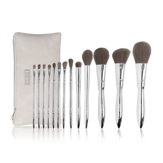 Make-Up Powder Pinsel inkl. Tasche (14-tlg. Set)